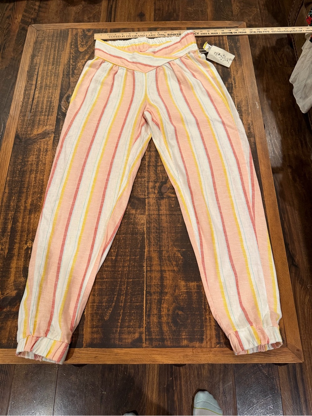 Indigo Rein Pink, Yellow & White Striped Cropped Jogger Pants